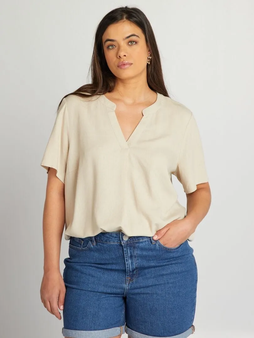 Blusa fluida 'Vero Moda Curve' - BEIGE