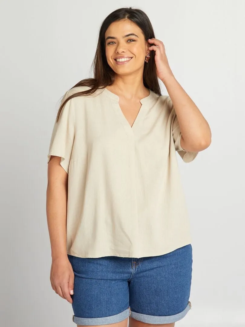 Blusa fluida 'Vero Moda Curve' - BEIGE