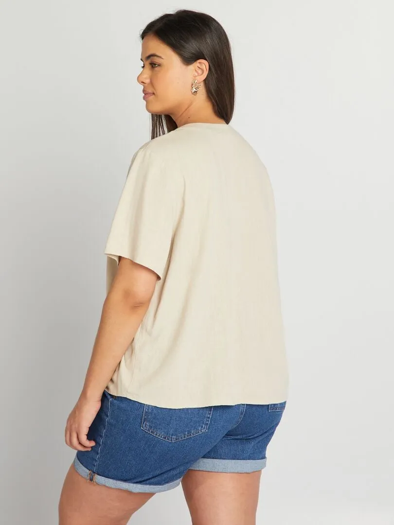 Blusa fluida 'Vero Moda Curve' - BEIGE