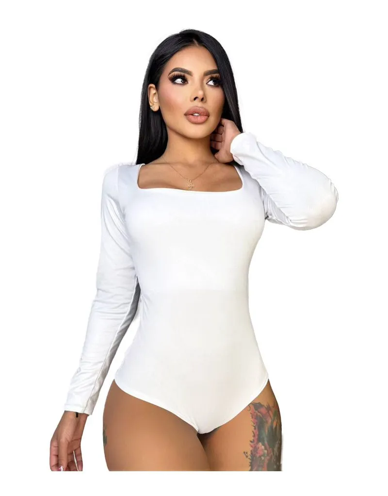 Body Manga Larga Mujer Cuello Cuadrado