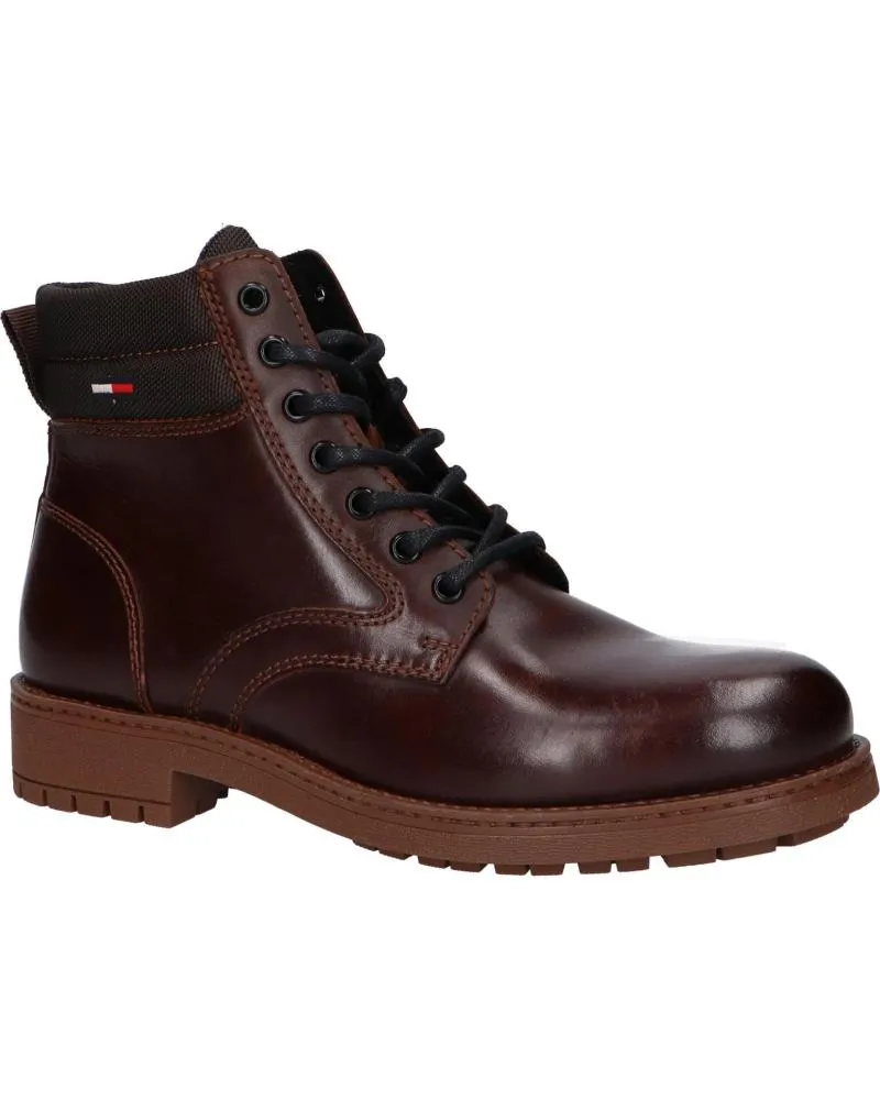 Botines de Hombre TOMMY HILFIGER EM0EM01057 SHORT LACE UP BOOT GT7 TRUFFLE BROWN