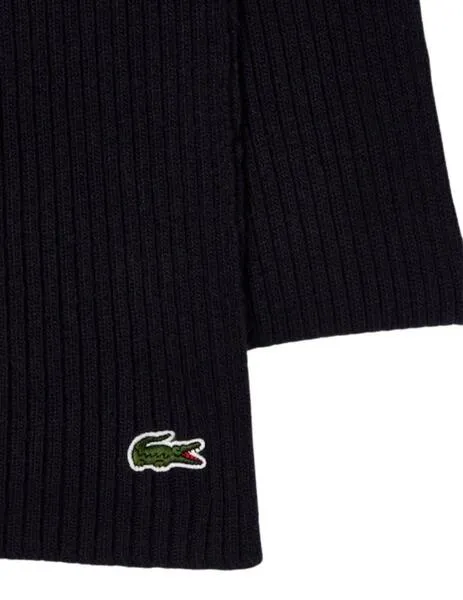 Bufanda Lacoste de punto de lana unisex en marino