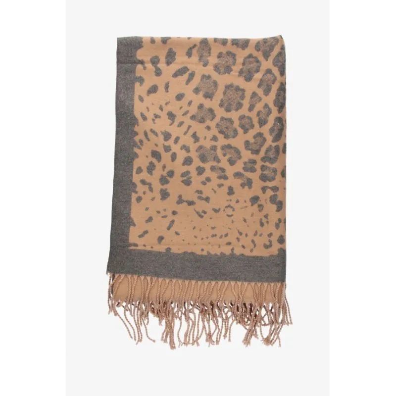 Bufanda reversible animal print camel