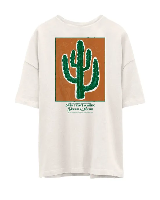 Camiseta oversize estampada beige -JORCACTUS