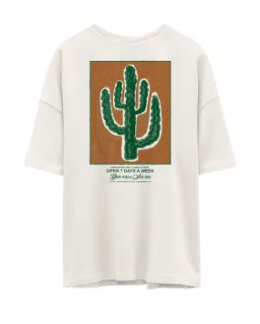 Camiseta oversize estampada beige -JORCACTUS