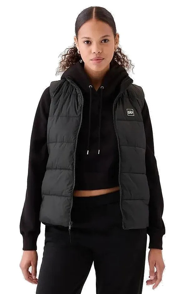 chaleco GAP V-Frch Logo LW Puffer - Black 1 - women´s