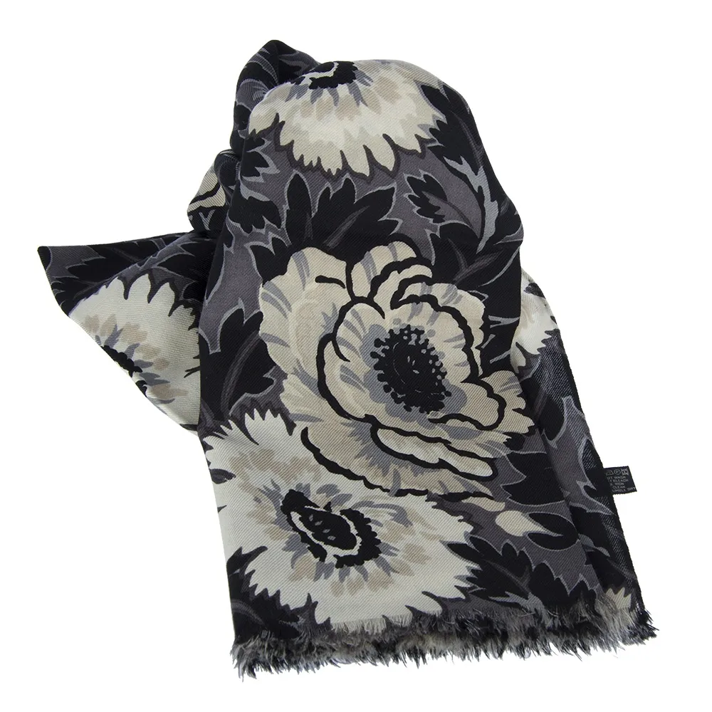 Etro Bufanda Flores Negro y Beige