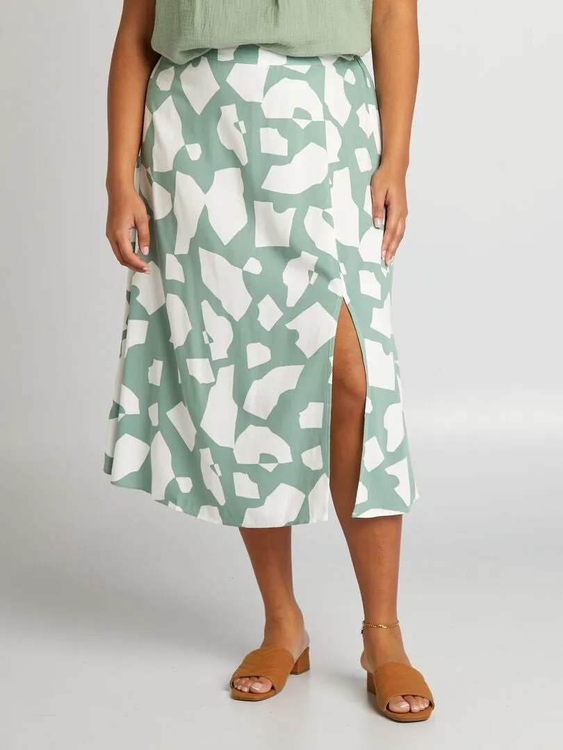 Falda midi estampada - VERDE