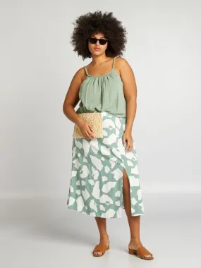 Falda midi estampada - VERDE