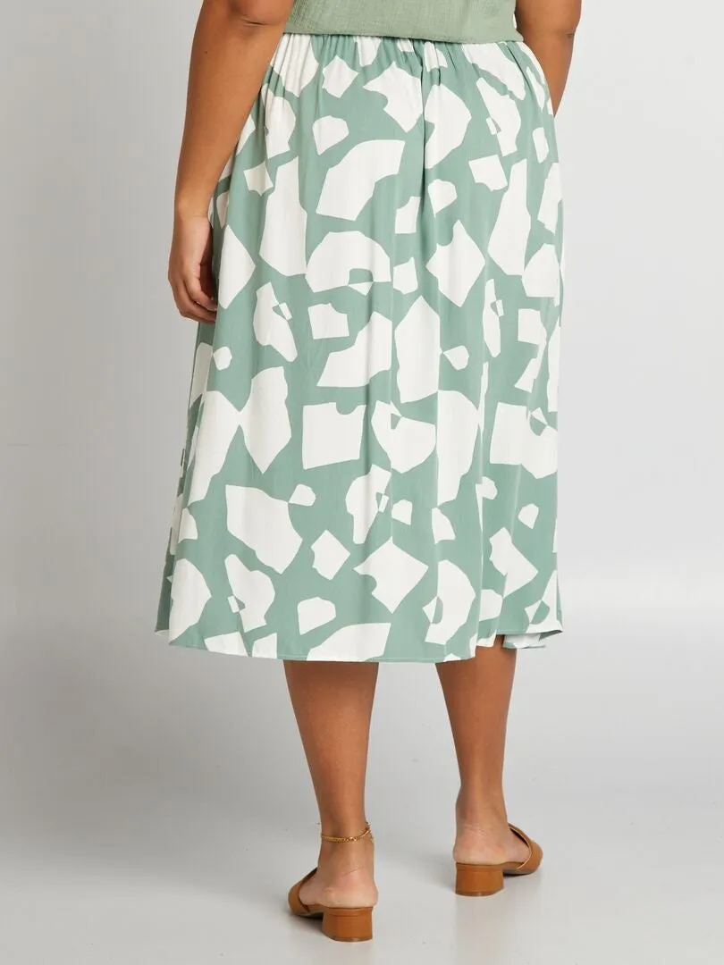 Falda midi estampada - VERDE