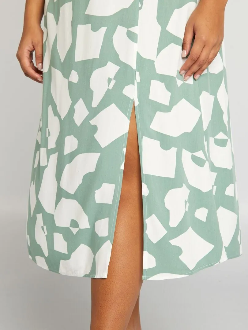 Falda midi estampada - VERDE