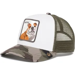 Gorra animales GOORIN BROS Ajustable y rejilla BUTCH TRUCKER perro Bulldog BUTCH verde camuflaje