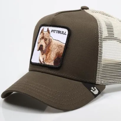 Gorra Animales GOORIN BROS Ajustable y rejilla TRUCKER Pittbull Perro Marrón beig