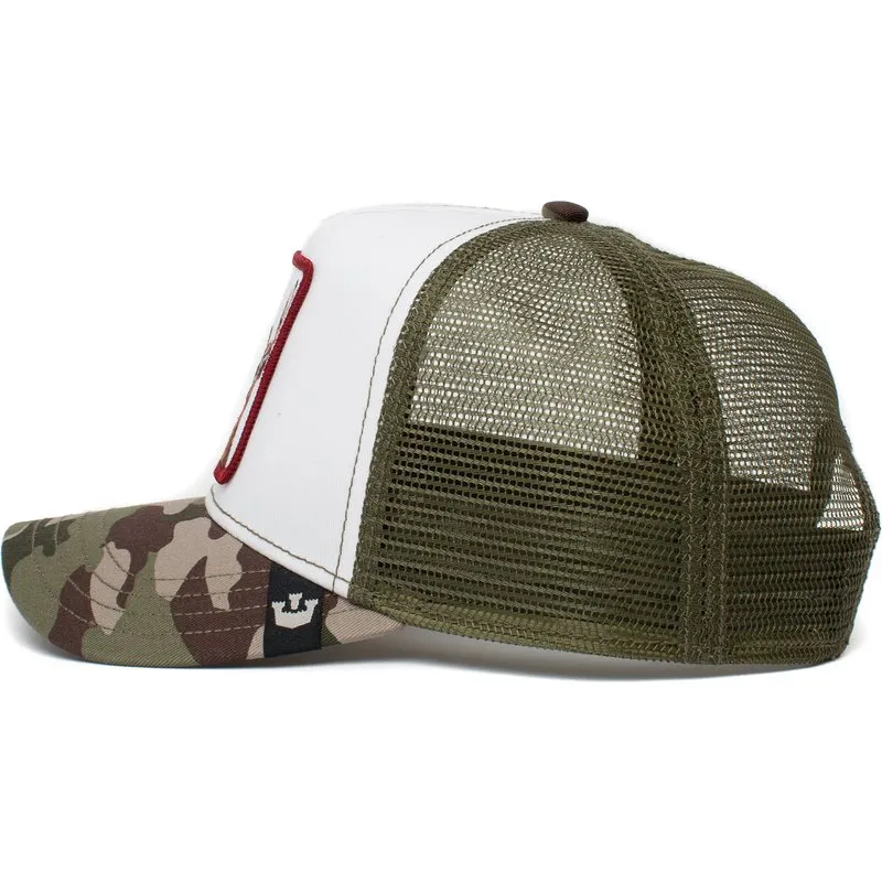 Gorra Animales GOORIN BROS ciervo BUTCH TRUCKER rejilla y ajustable Buck Fever camuflaje/blanca