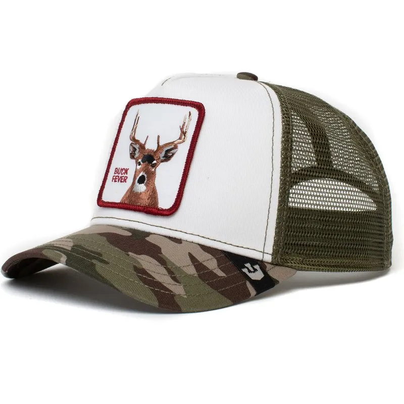 Gorra Animales GOORIN BROS ciervo BUTCH TRUCKER rejilla y ajustable Buck Fever camuflaje/blanca