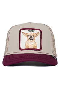 Gorra animales GOORIN BROS rejilla y ajustable YO QUIERO FIERCE color STONE perro beige violeta