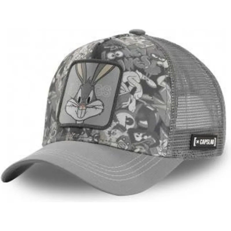 Gorra CAPSLAB Conejo Trucker Looney Tunes Dibujos animados Bugs Bunny color gris