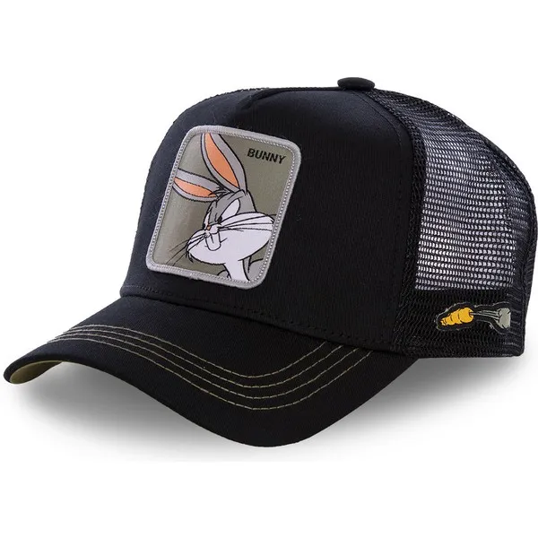 Gorra CAPSLAB Conejo Trucker Looney Tunes Dibujos animados Bugs Bunny color negra