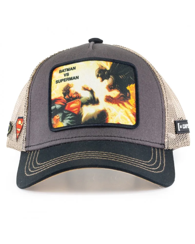 Gorra CAPSLAB rejilla y ajustable Trucker Batman VS Superman gris y beig