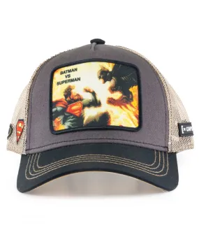 Gorra CAPSLAB rejilla y ajustable Trucker Batman VS Superman gris y beig