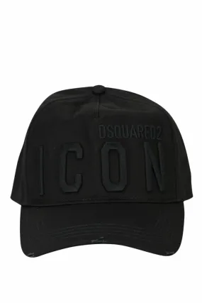 Gorra negra con maxilogo icon bordado en negro