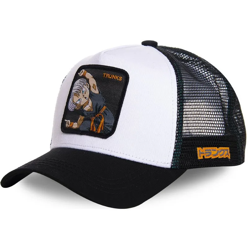 Gorra superheroes CAPSLAB Trunks Fusion TRK2 Dragon Ball Bicolor negra y blanca