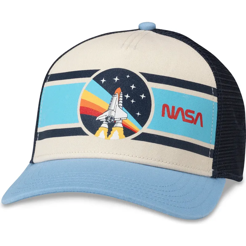 Gorra trucker beige, azul marino y azul claro snapback NASA Sinclair de American Needle