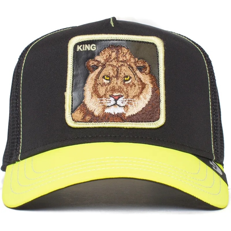 Gorra trucker negra y amarilla león King Everything the Light Touches The Farm de Goorin Bros.