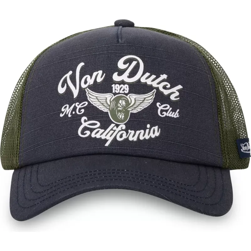 Gorra Von Dutch California M.C.1929 CLUB rejilla y ajustable con impreso frontal ref-VD/1/CT/CREW1 1 gris y verde