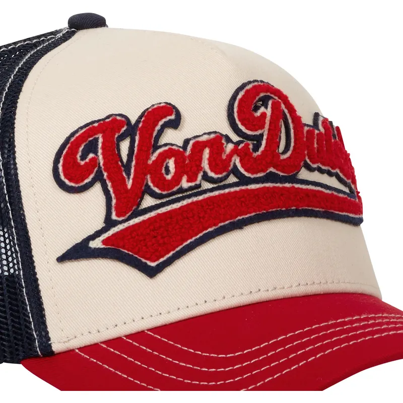 Gorra Von Dutch California rejilla y ajustable con bordado frontal ref-VD/1/CT/BAS Rojo azul y beige