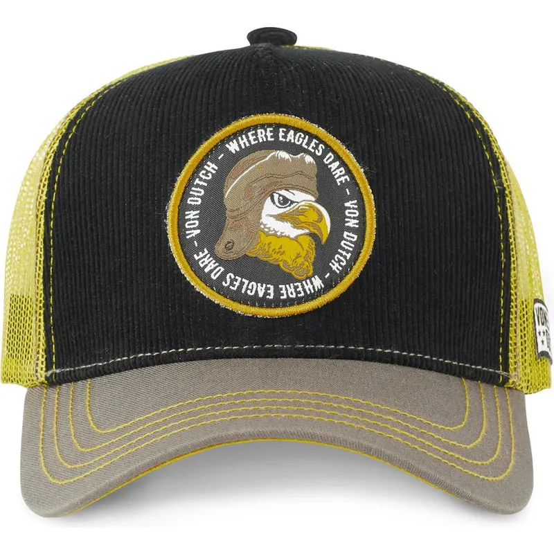 Gorra Von Dutch California rejilla y ajustable WHERE EAGLES DARE ref_VD/O/CAS1/EAG negro beige y amarillo