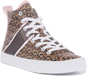 Guess Elga Zapatillas de deporte sintéticas con cordones para mujer en marrón