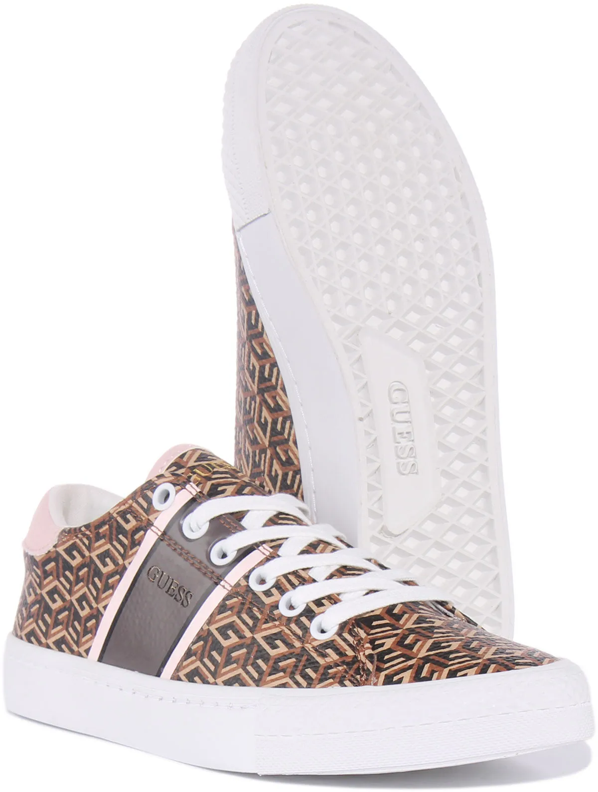 Guess Ester Zapatillas de deporte sintéticas con cordones para mujer en marrón