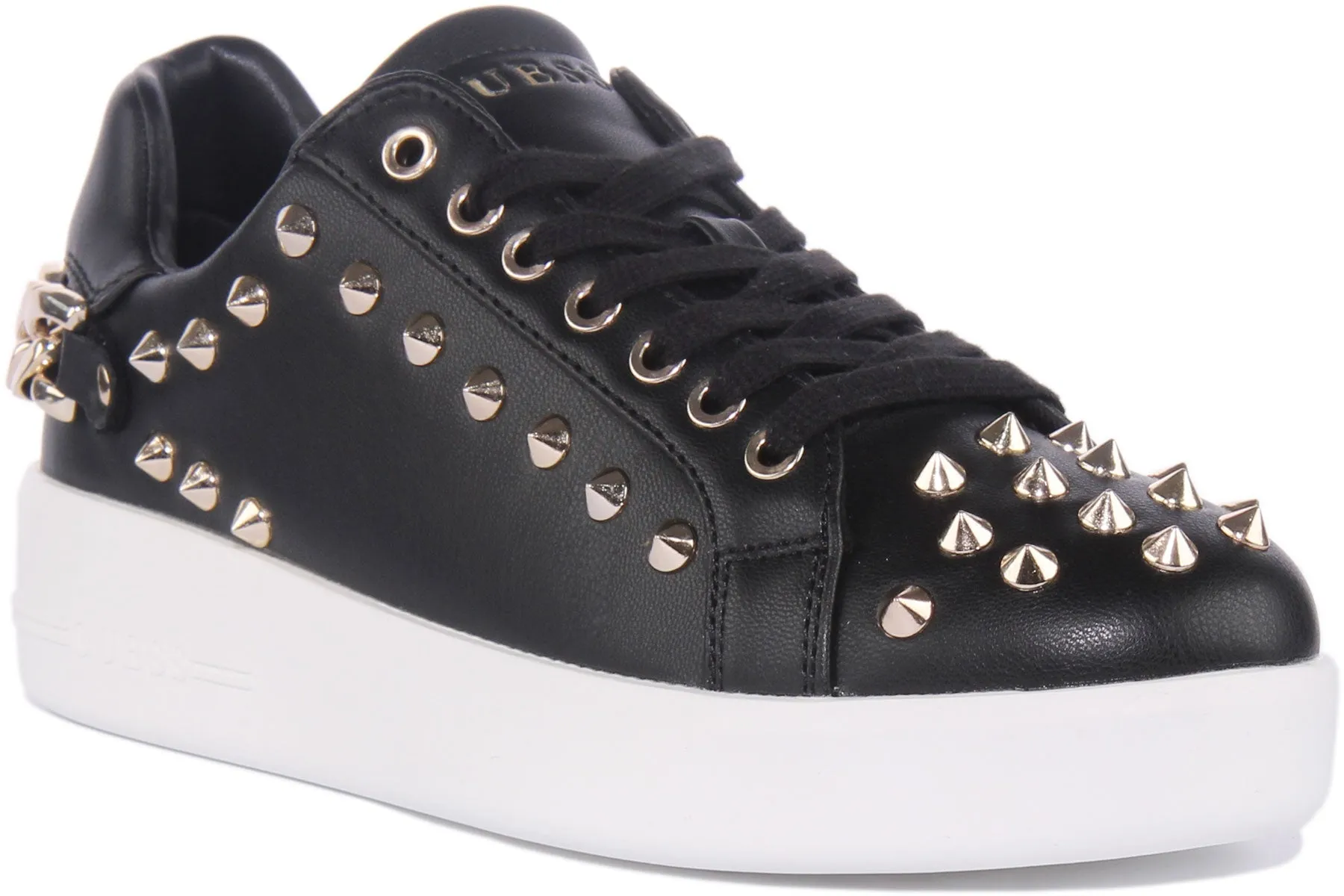 Guess Renatta Zapatillas de deporte sintéticas con cordones y tachuelas para mujer en crema