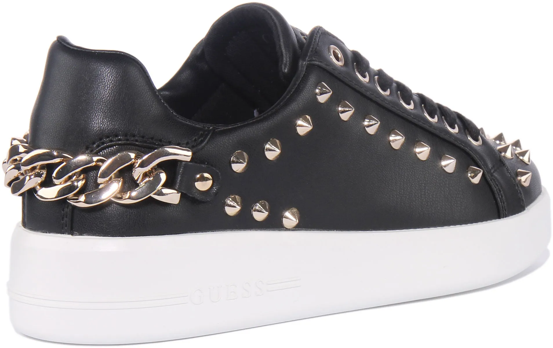 Guess Renatta Zapatillas de deporte sintéticas con cordones y tachuelas para mujer en crema