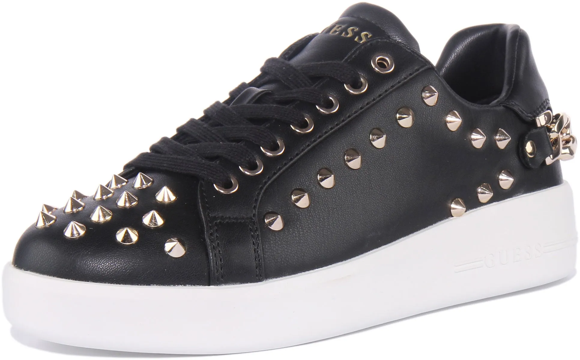 Guess Renatta Zapatillas de deporte sintéticas con cordones y tachuelas para mujer en crema