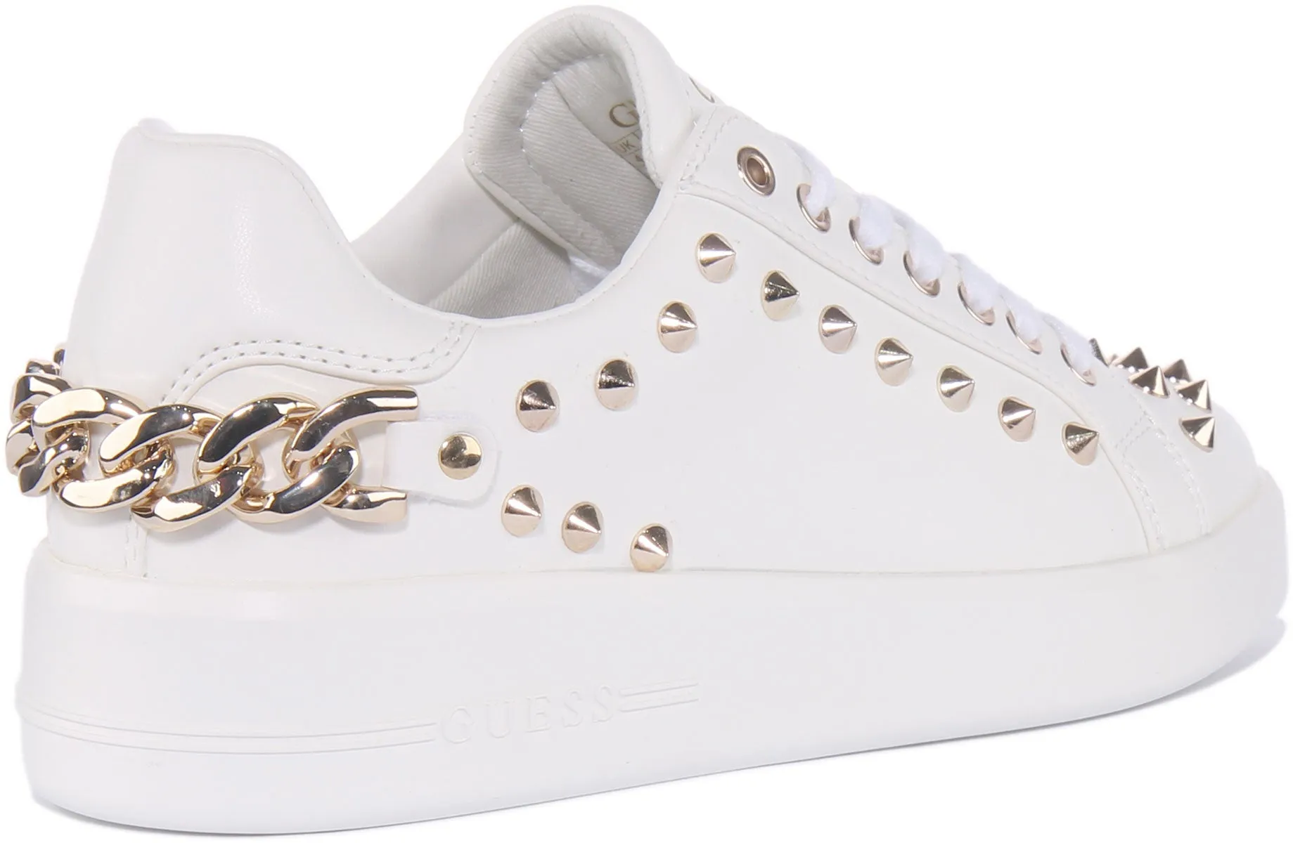 Guess Renatta Zapatillas de deporte sintéticas con cordones y tachuelas para mujer en negro