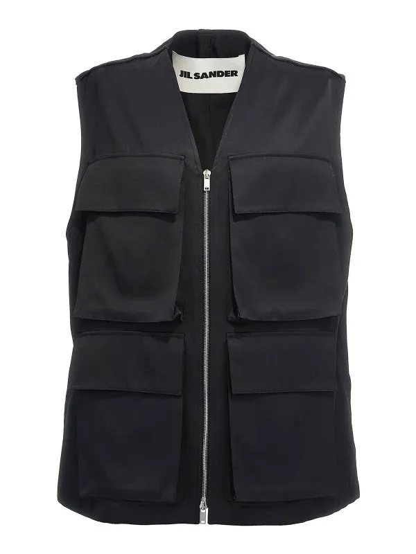 Jil Sander Chaleco - Negro