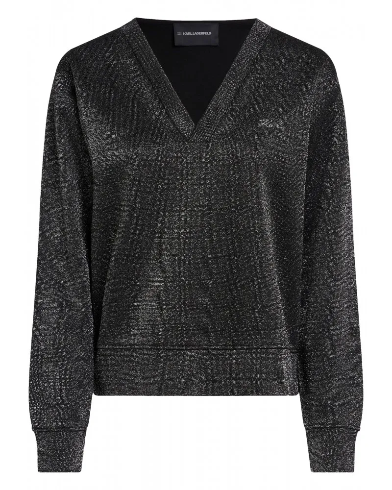 KARL LAGERFELD - Sudadera de Lúrex con Cuello Pico y Karl Signature Bordado