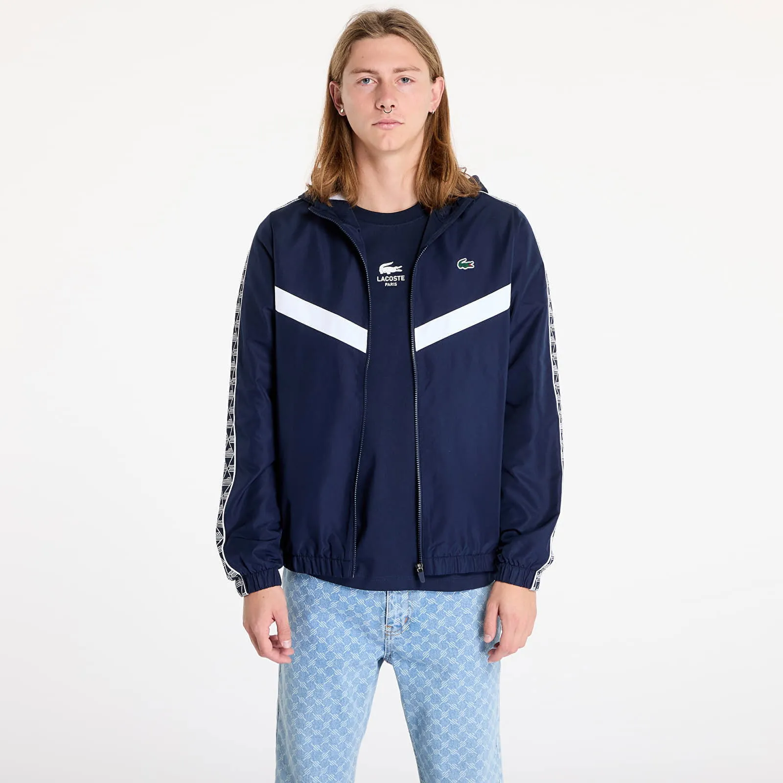 Lacoste Jacket Tennis Monogram Track Jacket Navy Blue/ White M