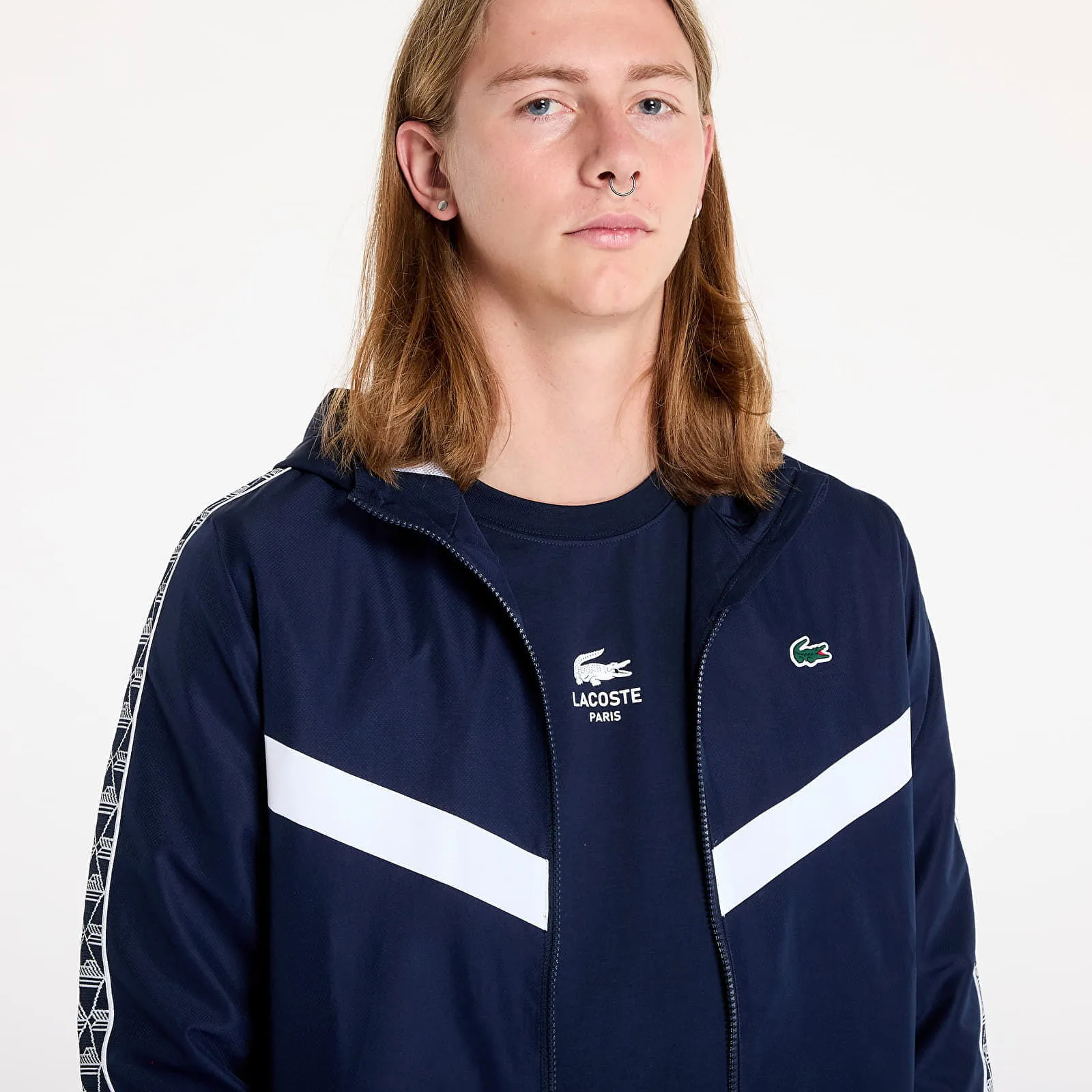 Lacoste Jacket Tennis Monogram Track Jacket Navy Blue/ White M