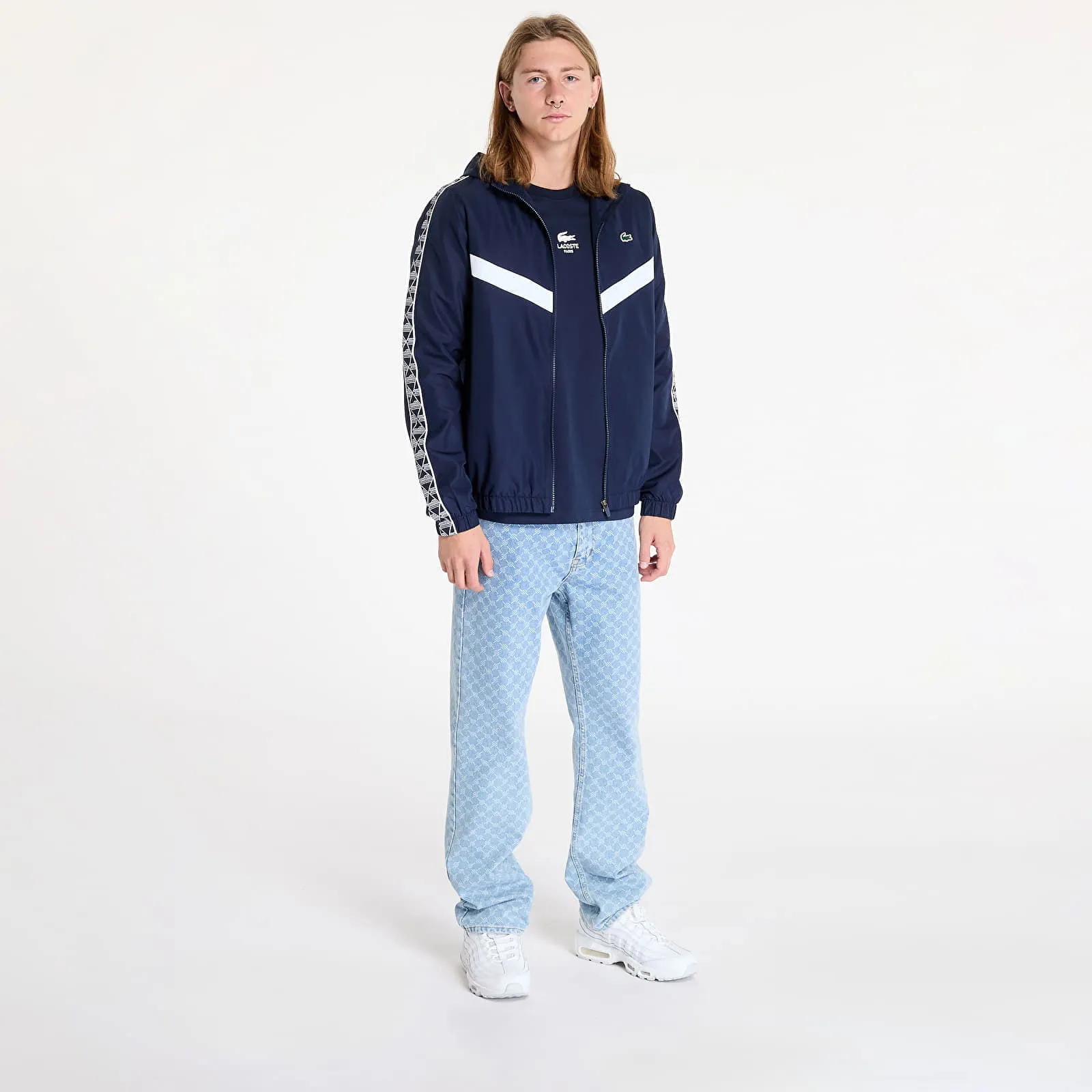 Lacoste Jacket Tennis Monogram Track Jacket Navy Blue/ White M