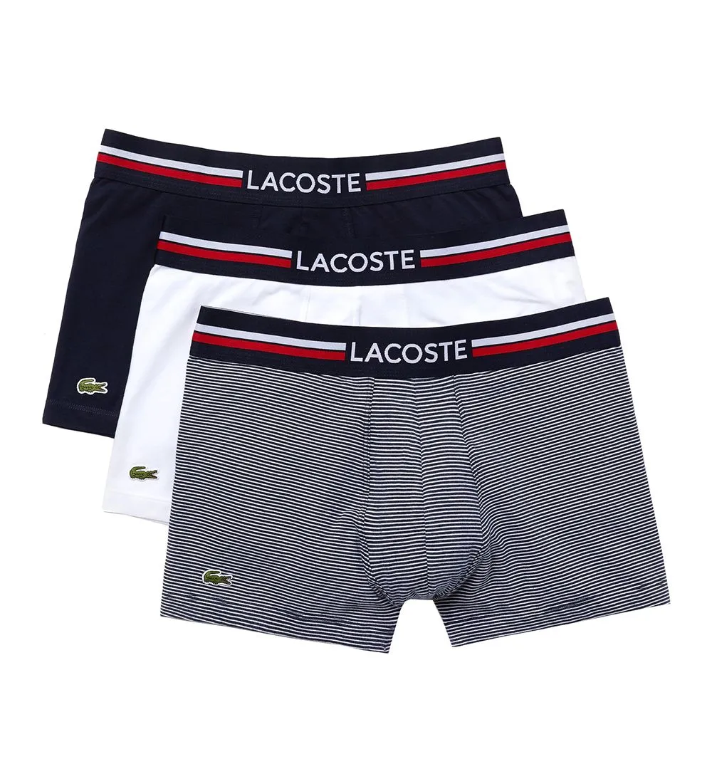 Lote de 3 bóxers Lacoste cortos Iconic cintura tricolor