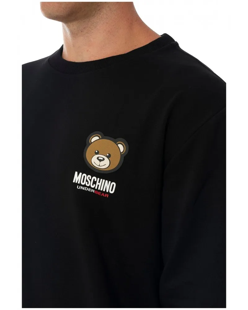 MOSCHINO - Sudadera con Logo y Teddy Bear Engomado Color Negro