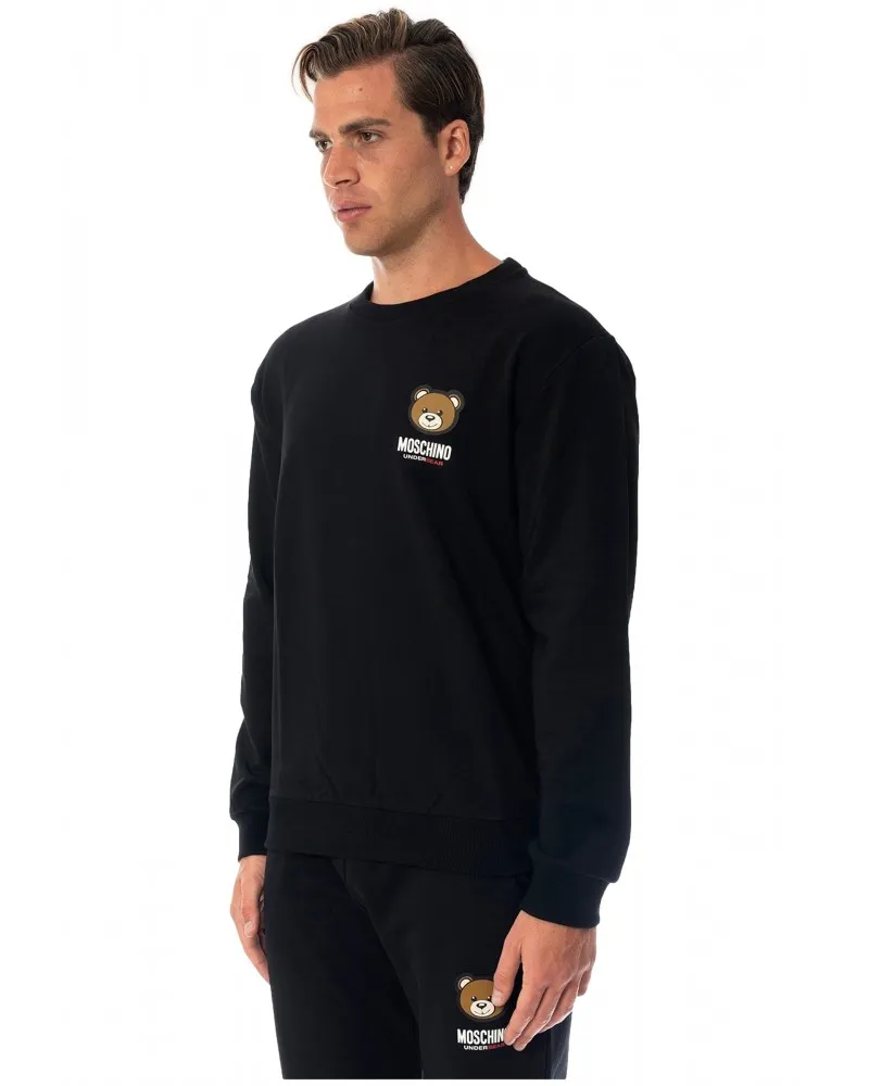 MOSCHINO - Sudadera con Logo y Teddy Bear Engomado Color Negro