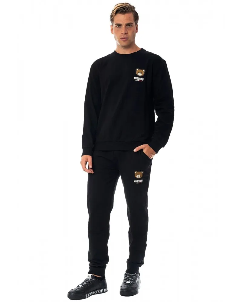 MOSCHINO - Sudadera con Logo y Teddy Bear Engomado Color Negro