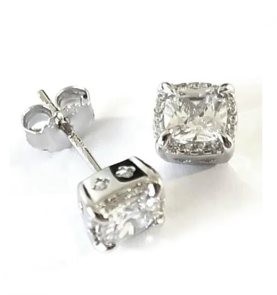 Pendientes PC plata ley cuadrado - ref.003R