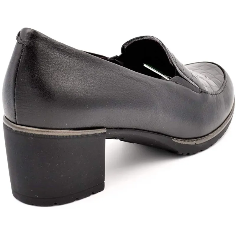 Pitillos 6335 negro - zapatos de tacon de piel con pala grabada