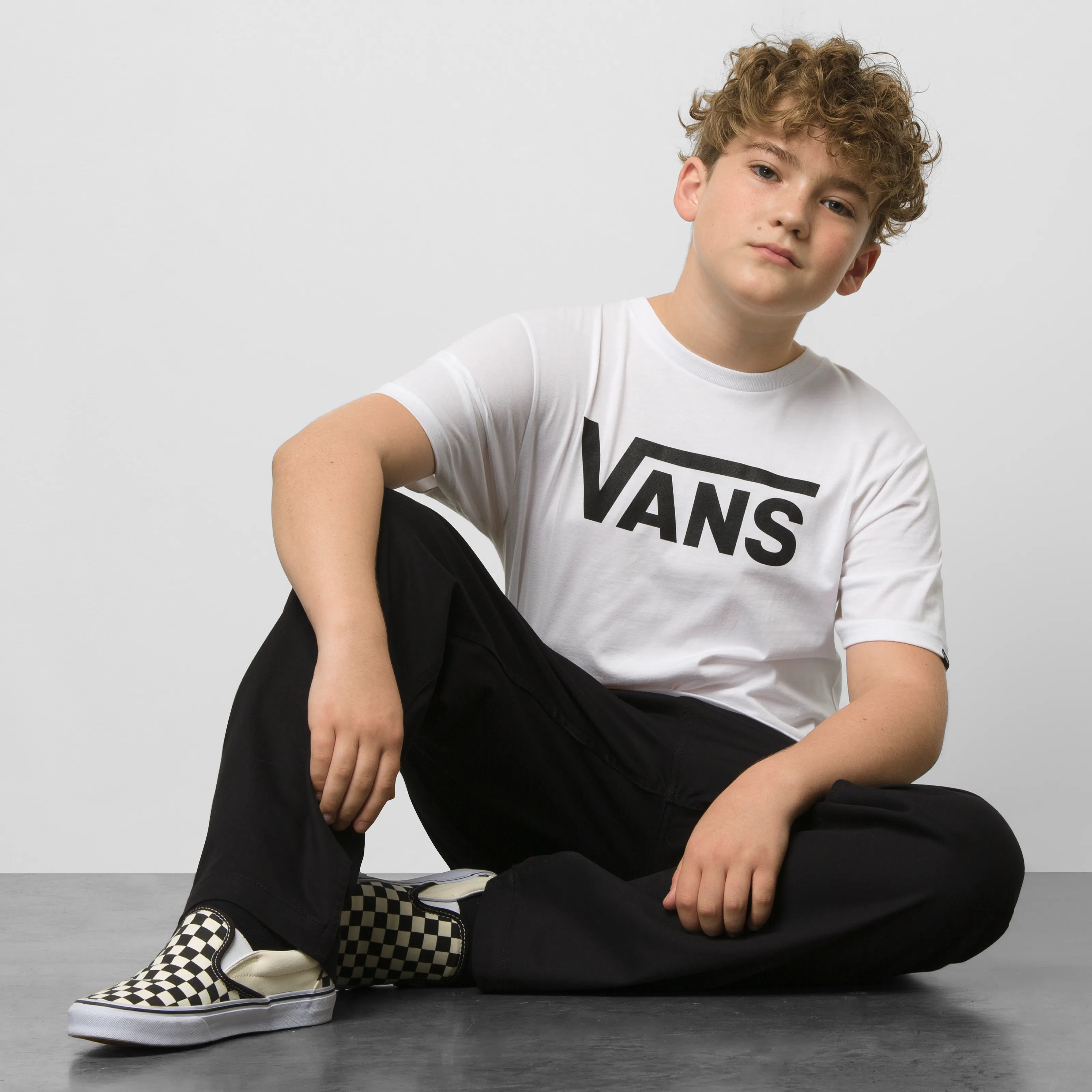 Polo Vans Classic Boys White/Black (8-14 aos)