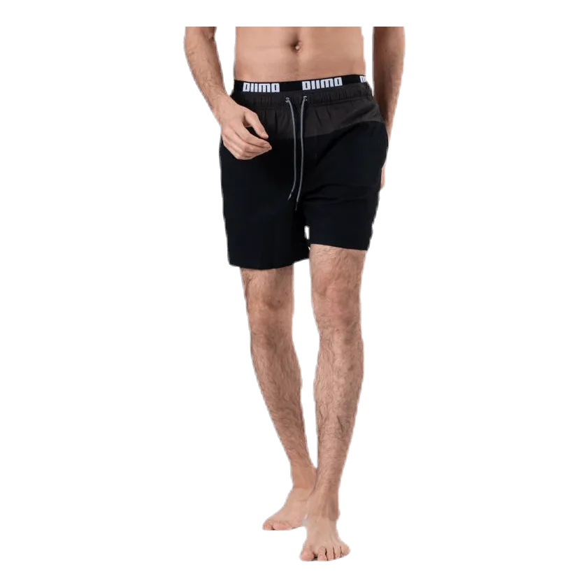 Puma Logo Medium Length Swim Shorts Black/Grey